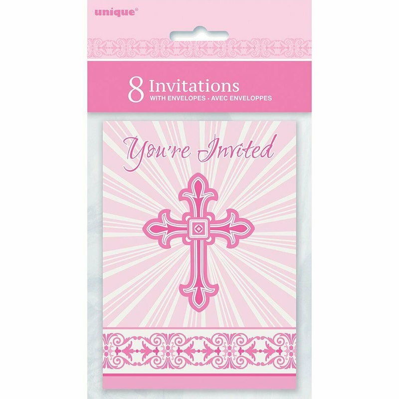 Pink Cross Invitations (8 count)