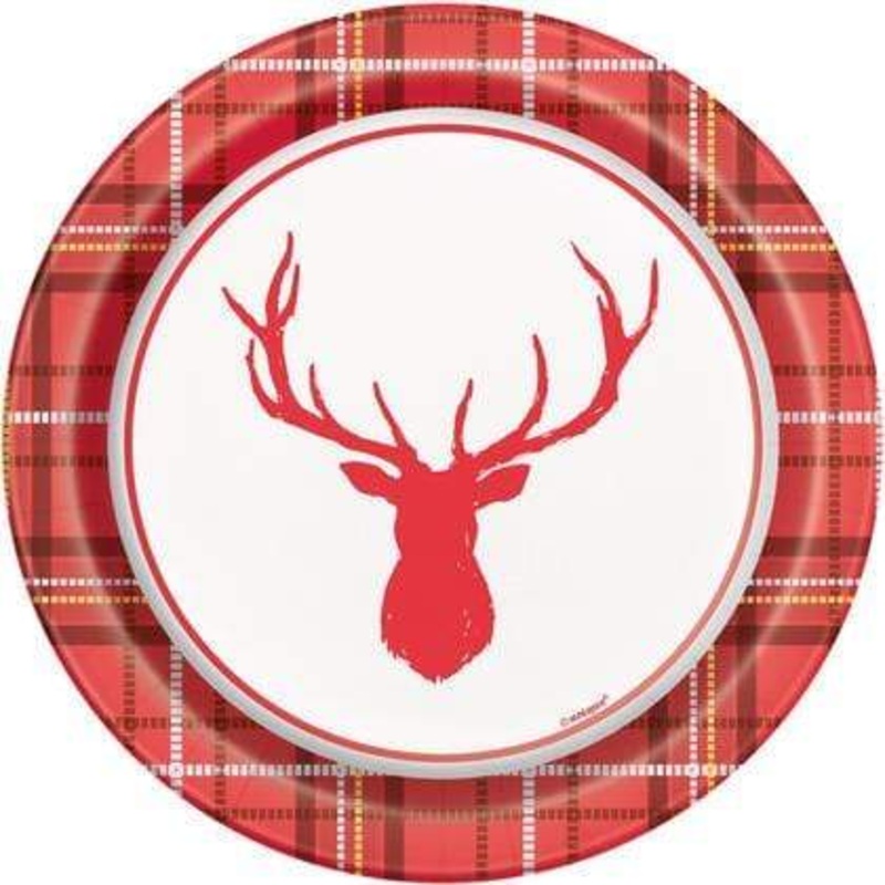 Plaid Deer Christmas Plates 7 (8 count)