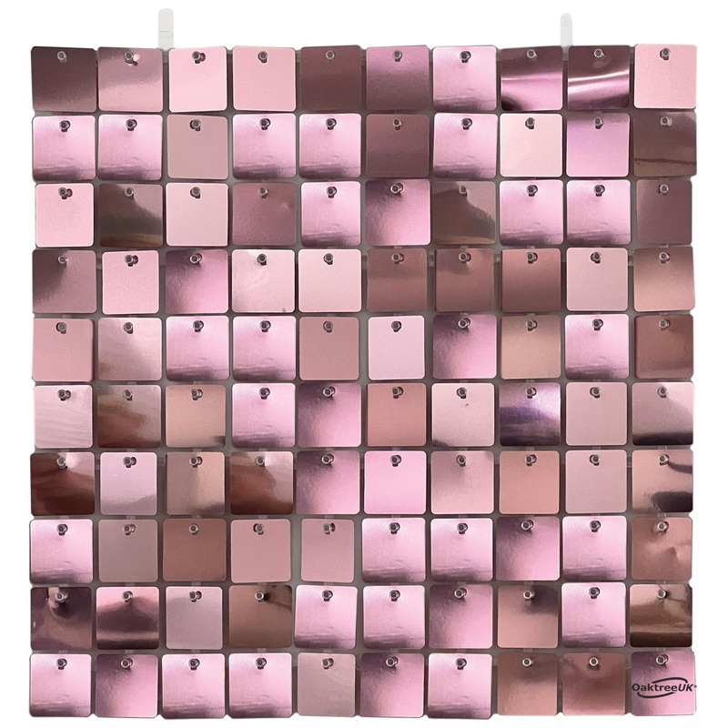 SEQUIN WALL PANEL METALLIC ROSE GOLD 100 SQUARES (30CM X 30CM)