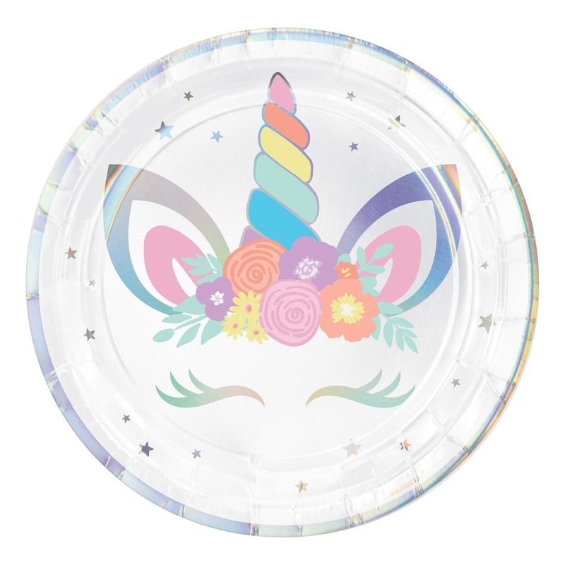 Unicorn Party Iridescent Plates 9 (8 count)