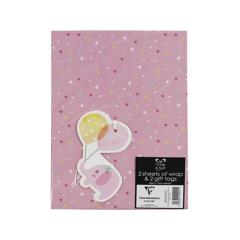 WRAPPING: BABY GIRL 2-SHEET 2 TAG 50CM x 70CM