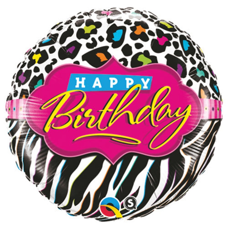 Birthday Leopard Zebra Patterns 18 Balloon