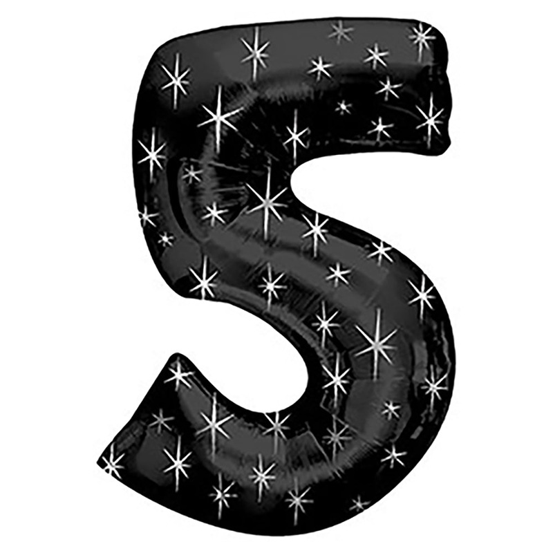Black Sparkle Number 5 (Five) 38 Balloon