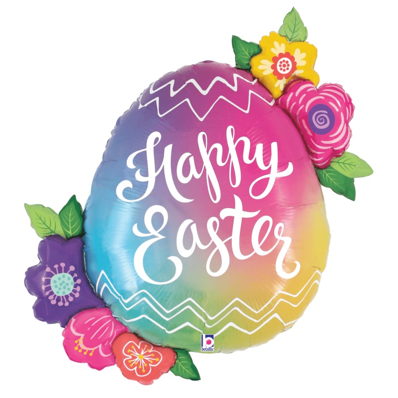 Happy Easter Egg with Flowers 35 Balloon