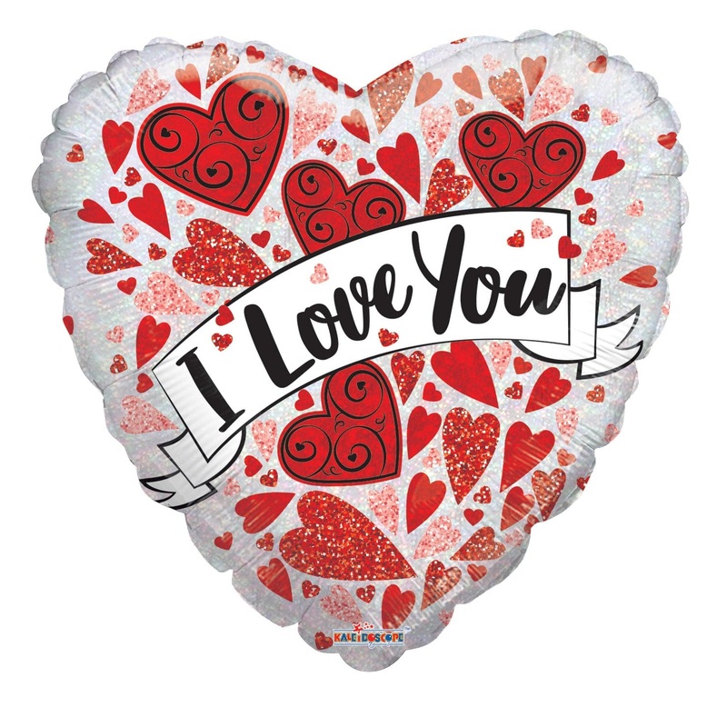 I Love You Holographic Hearts 18 Balloon