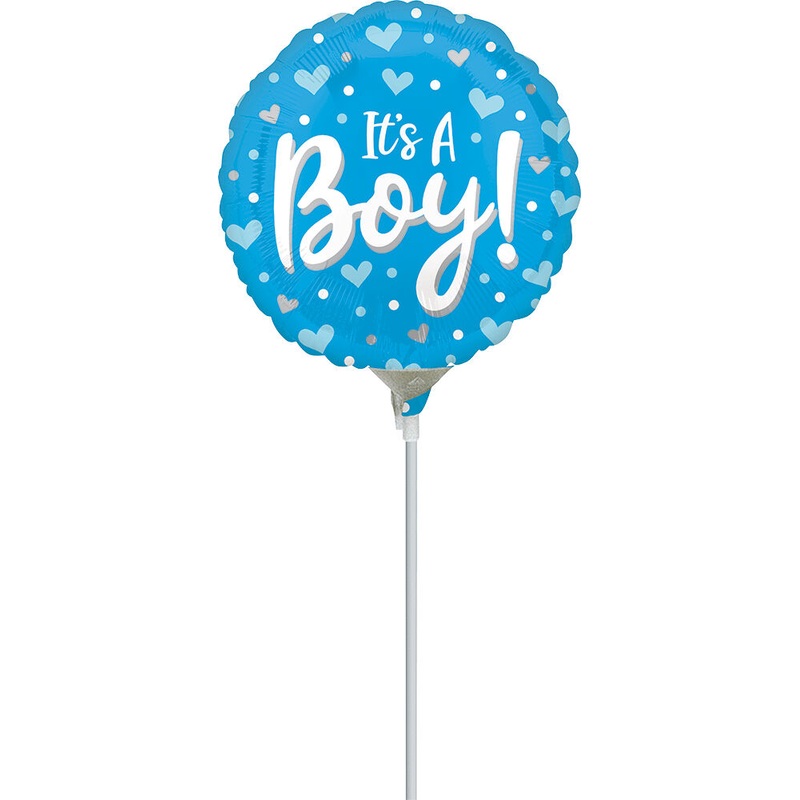 It's A Boy Hearts and Dots 9" Air-fill Balloon (requires heat sealing)