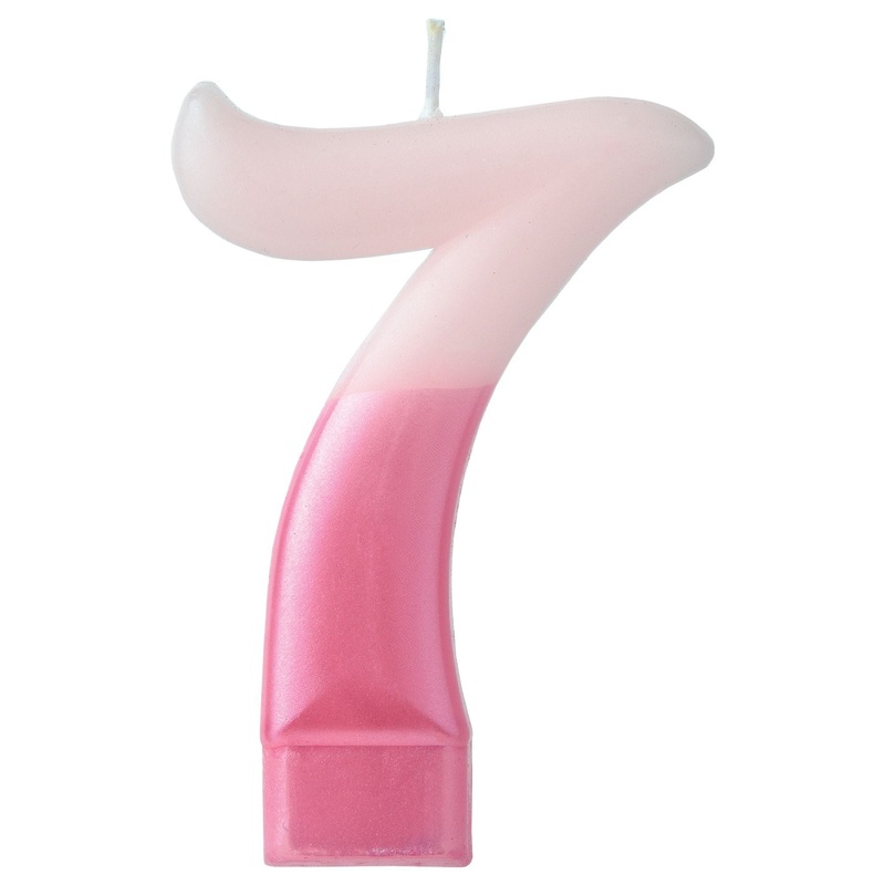 Number 7 Pink Candle