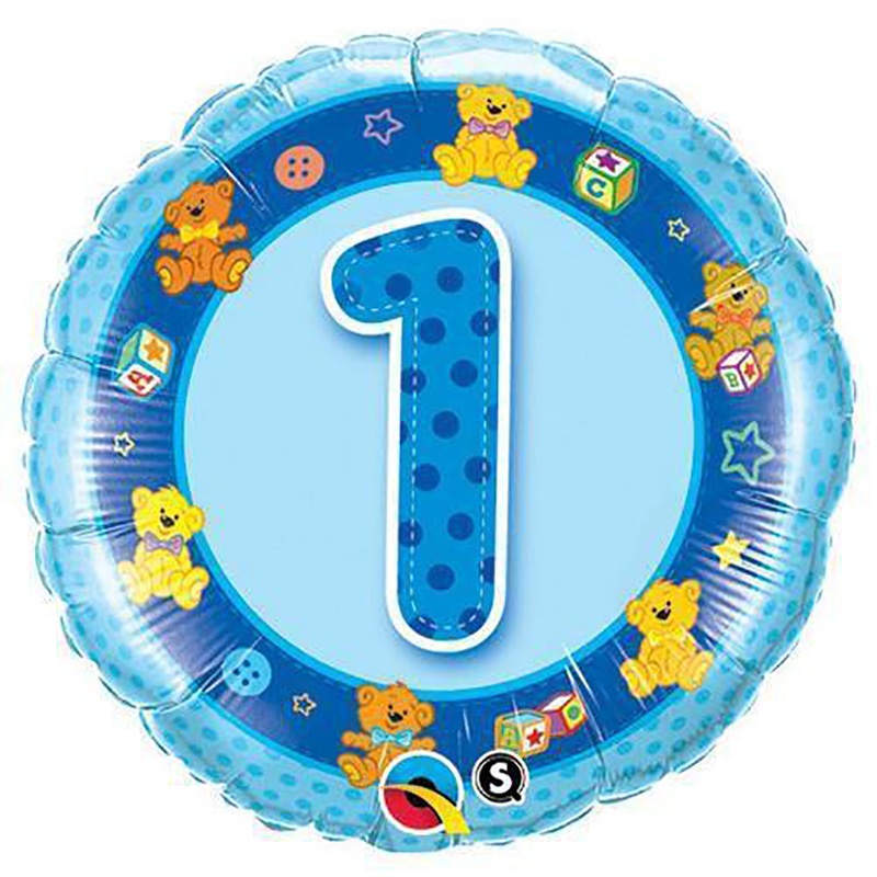 Age 1 Blue Teddies 18 Balloon
