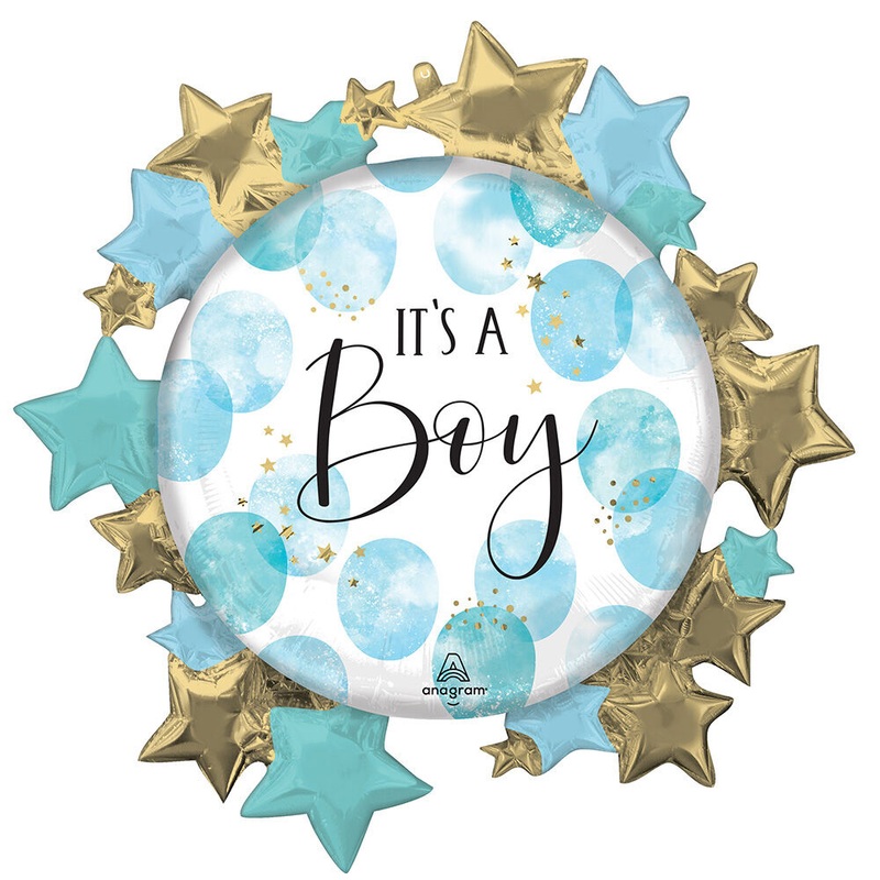 Baby Boy Blue Watercolor 26" Balloon
