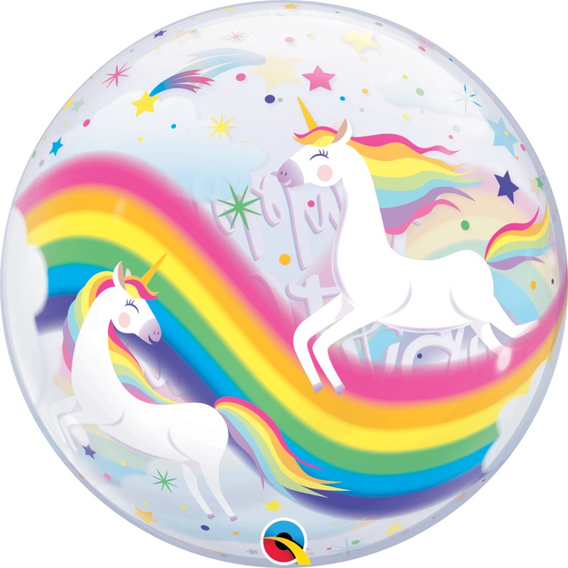 Birthday Rainbow Unicorns 22 Bubble Balloon