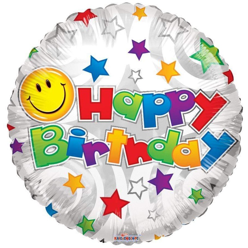 Birthday Smiley White 18 Balloon