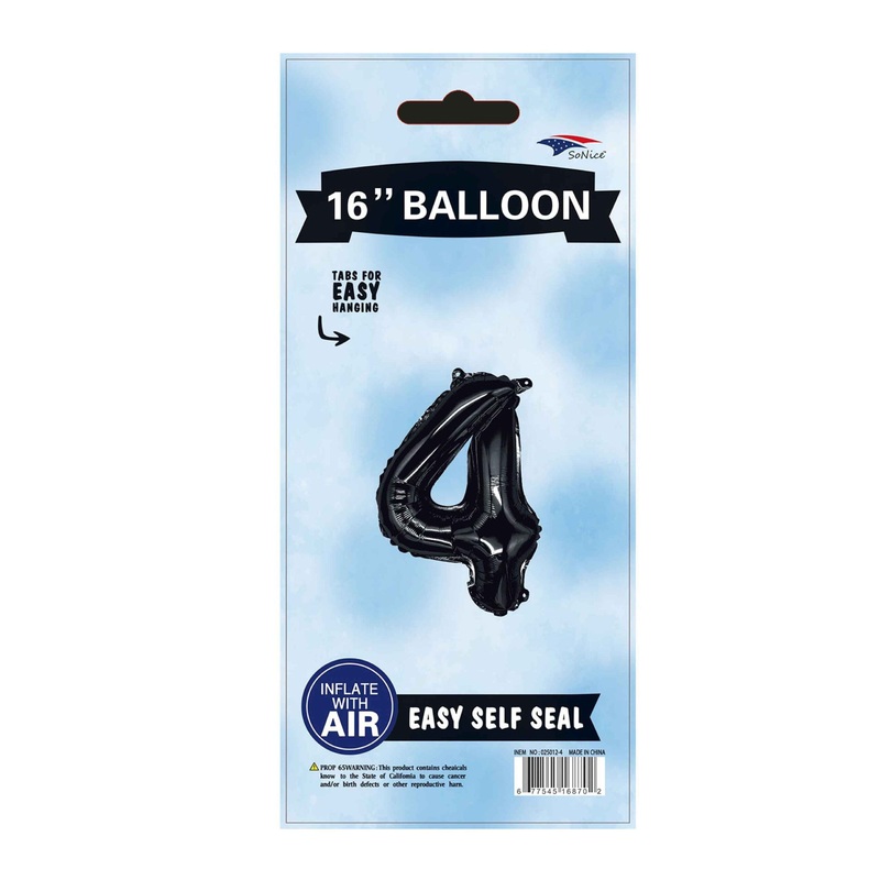 Black Number 4 16 Balloon