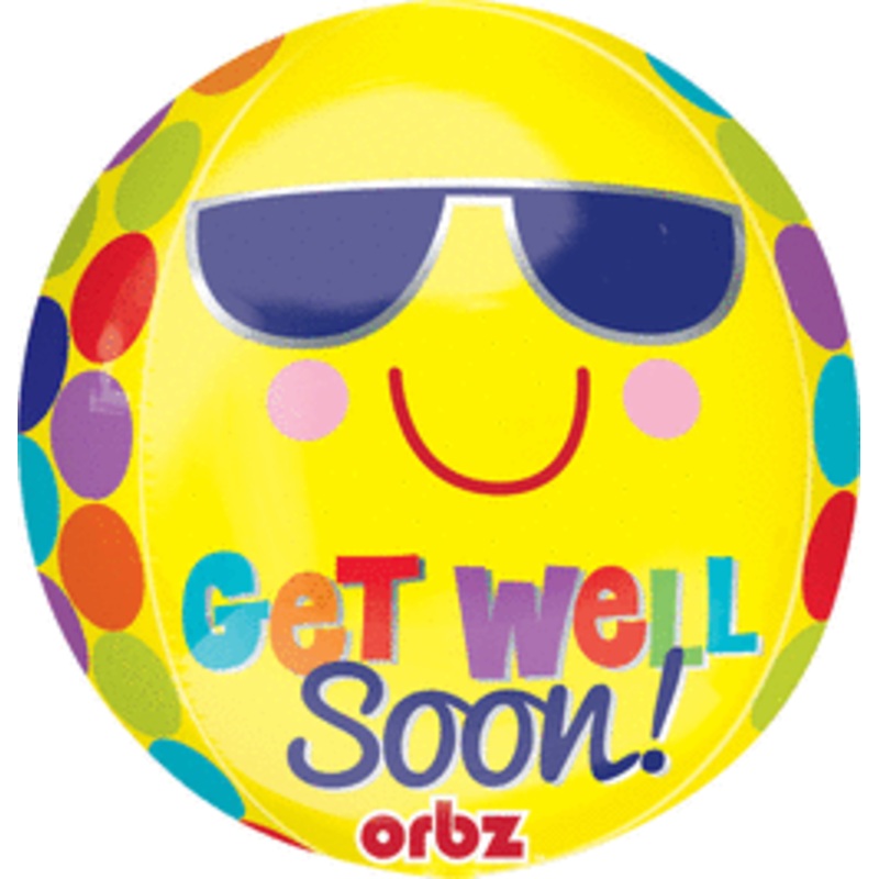 Bright Sunny Get Well Soon Orbz 16" Balloon