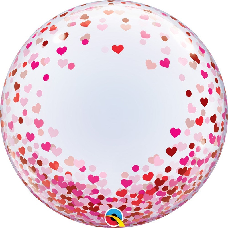 Deco Bubble - Red & Pink Confetti Hearts 24 Balloon