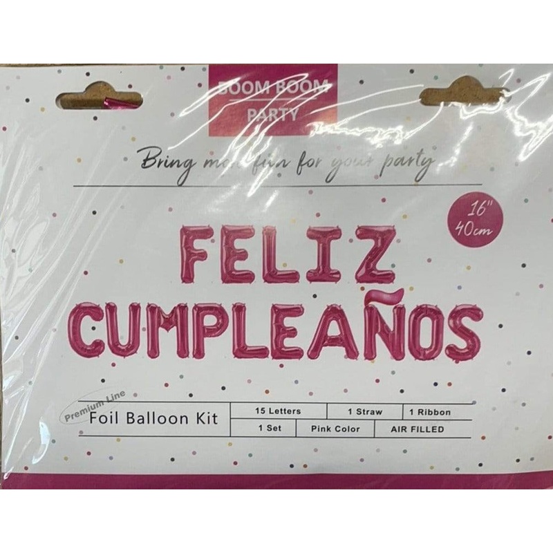 Feliz Cumpleanos Hot Pink 16 Balloon Banner Set