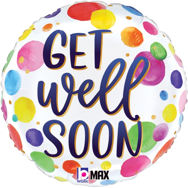 Get Well Watercolor Dots 18" Balloon