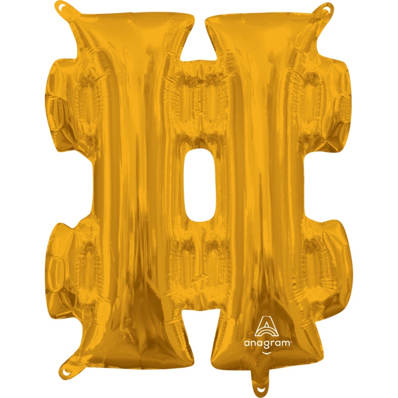 Gold Hashtag # Symbol 16 Balloon