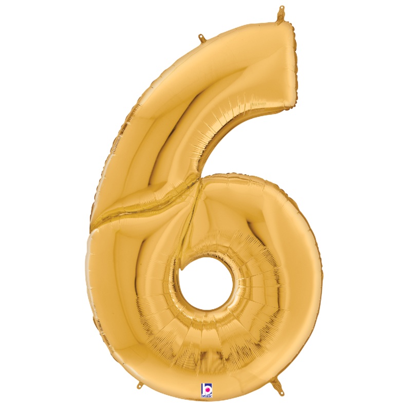 Gold Number 6 53 Balloon