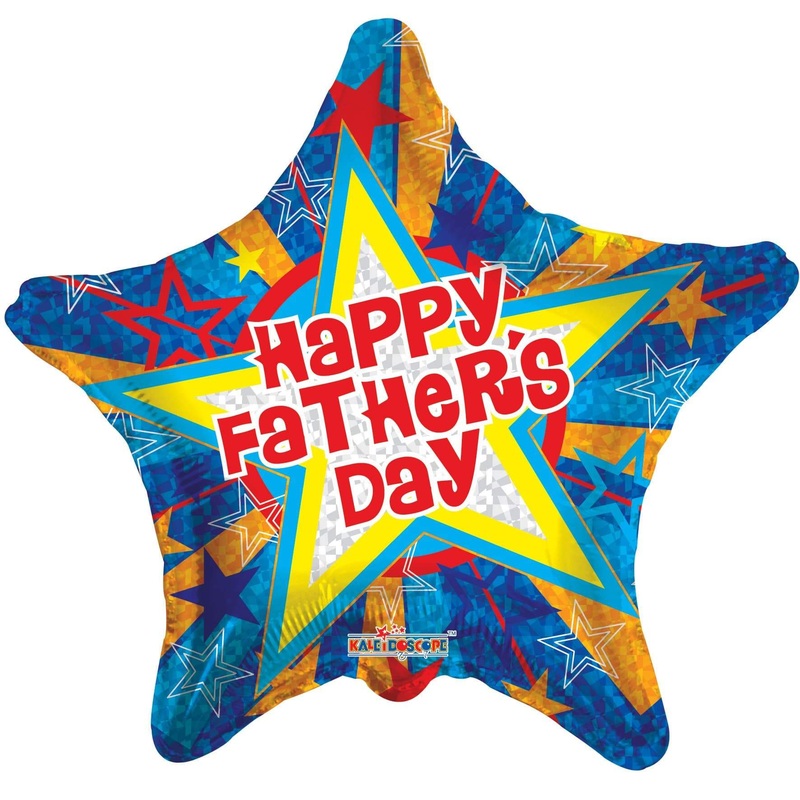 Happy Father's Day Blue and Gold Star 18 Balloon