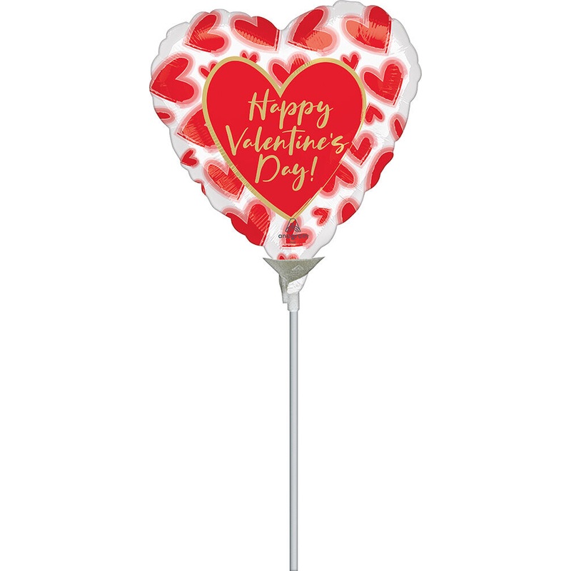 Happy Valentine's Day Blush Lined Hearts 9" Air-fill Balloon (requires heat sealing)