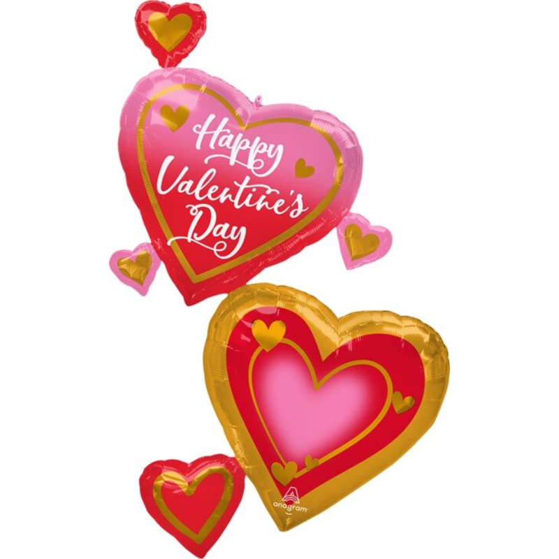 Happy Valentine's Day Heart Trio 58 Balloon