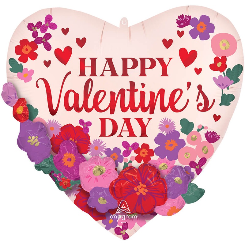 Happy Valentine's Day Satin Floral Garland Chintz 24 Balloon