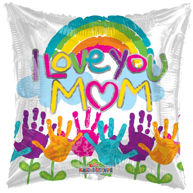 I Love You Mom Handprints 18 Balloon