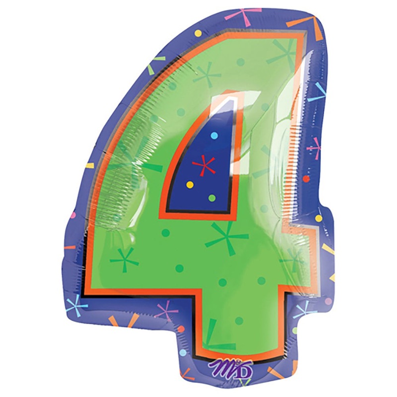 Number 4 - Multi-color 20 Balloon