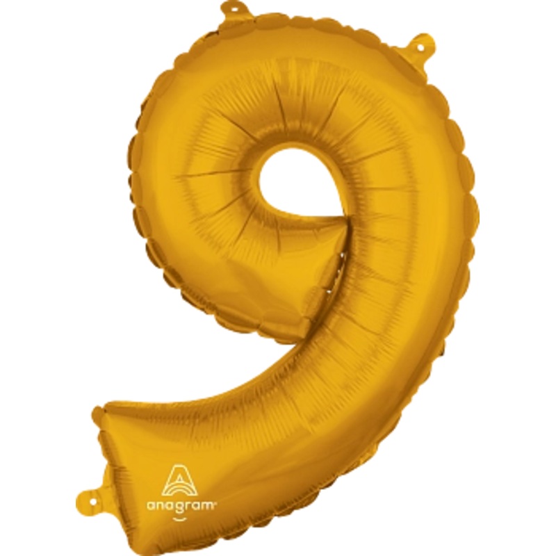 Number 9 Gold 16" Balloon
