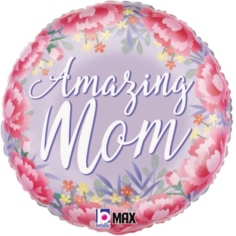 Satin Floral Amazing Mom 18 Balloon