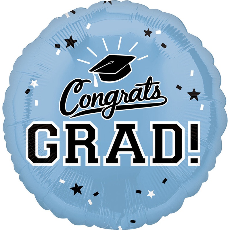 School Color Pride Light Blue Congrats Grad! 17" Balloon