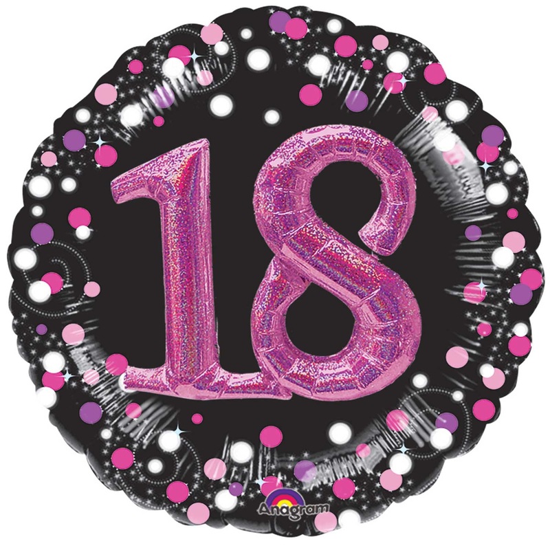18 Sparkling Pink 18th Multi Balloon 32 Balloon