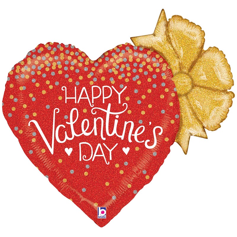 Glittering Valentine Confetti Heart Holographic 23 Balloon