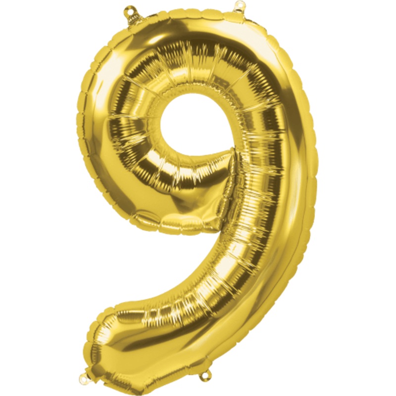 Gold Number 9 (Nine) 34" Balloon