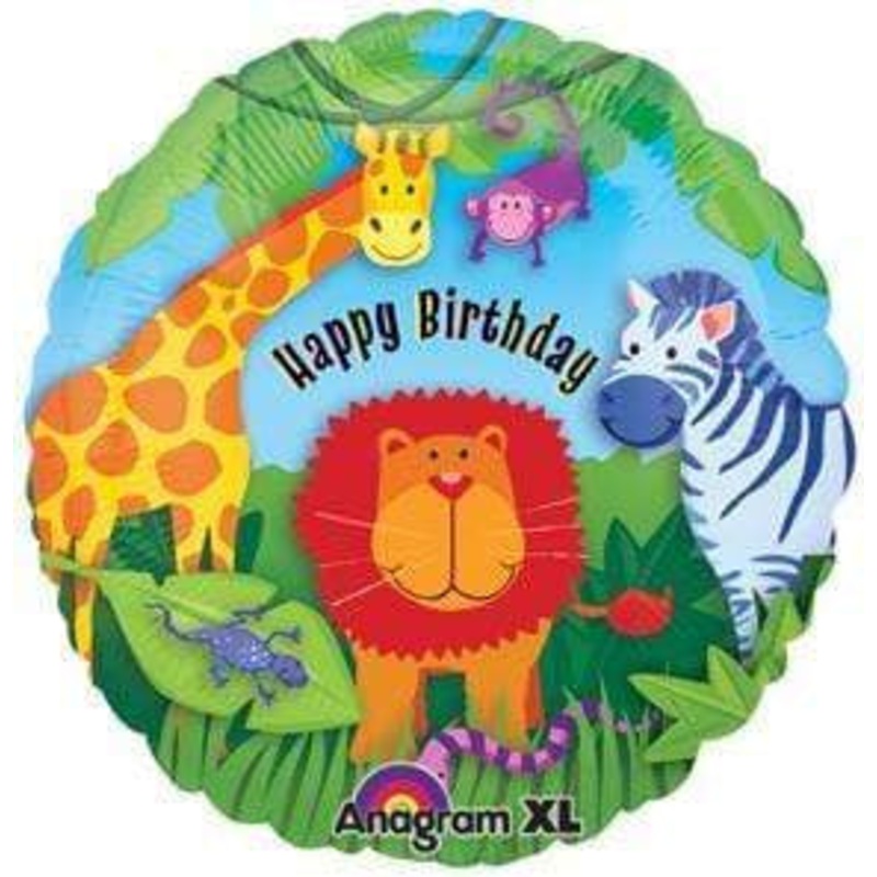 Happy Birthday Jungle Animals 18" Balloon