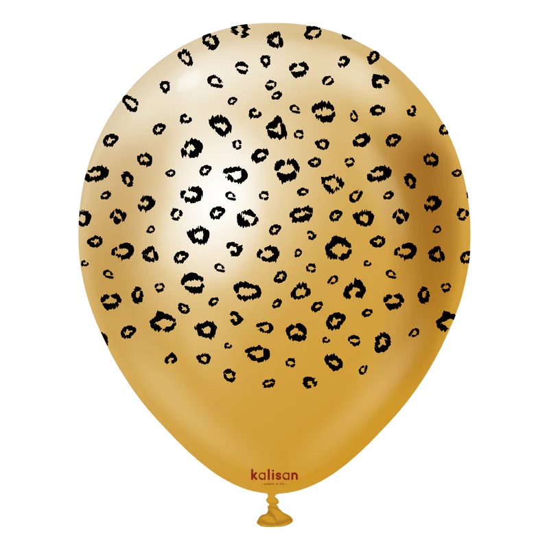 Mirror Gold Safari Leopard Print 12 Latex Balloons (25 count)