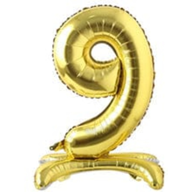 Number 9 Gold Standing 34 Balloon