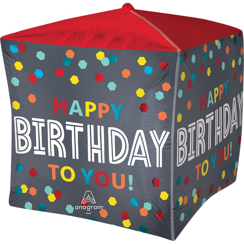 Satin Confetti Burst Birthday Cubez 15" Balloon