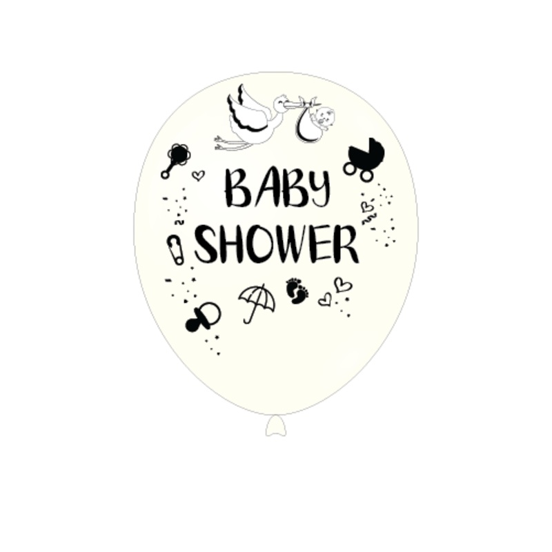 White Baby Shower 12 Latex Balloons (8)