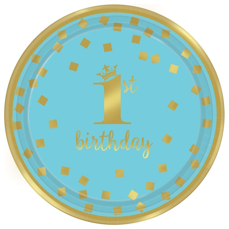 1st Birthday Boy Gold Plates 7 (8 count)