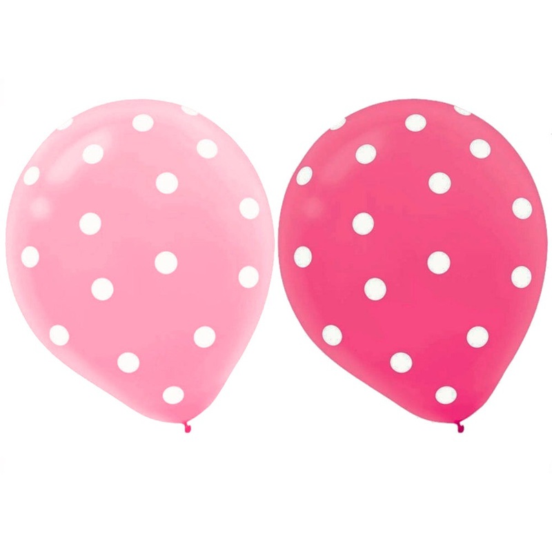 Pink Polka Dot Balloons 12 Latex Balloons (20 count)