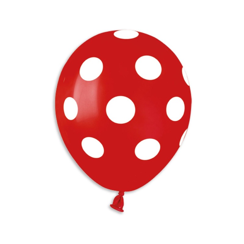 Red Polka Dot 5 Latex Balloons (100 count)