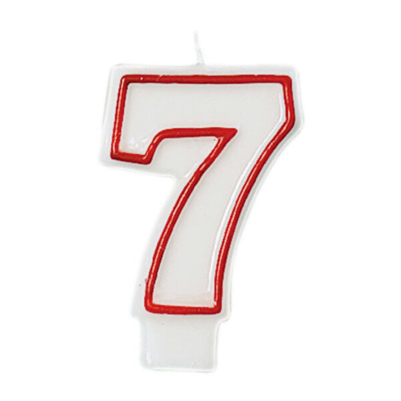 Red & White Number 7 Molded Candle