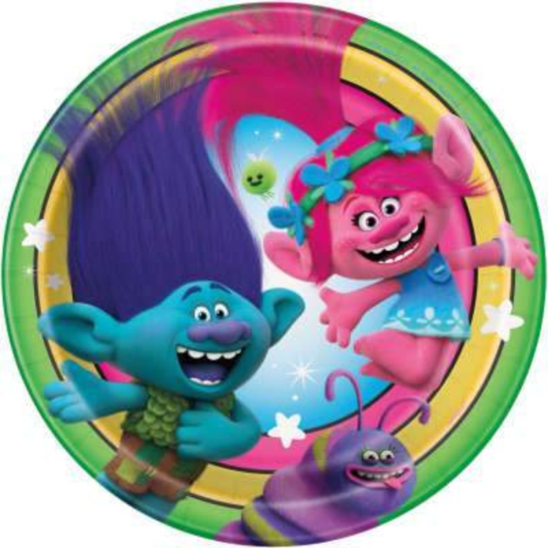 Trolls World Poppy Branch Plates 7 (8 count)