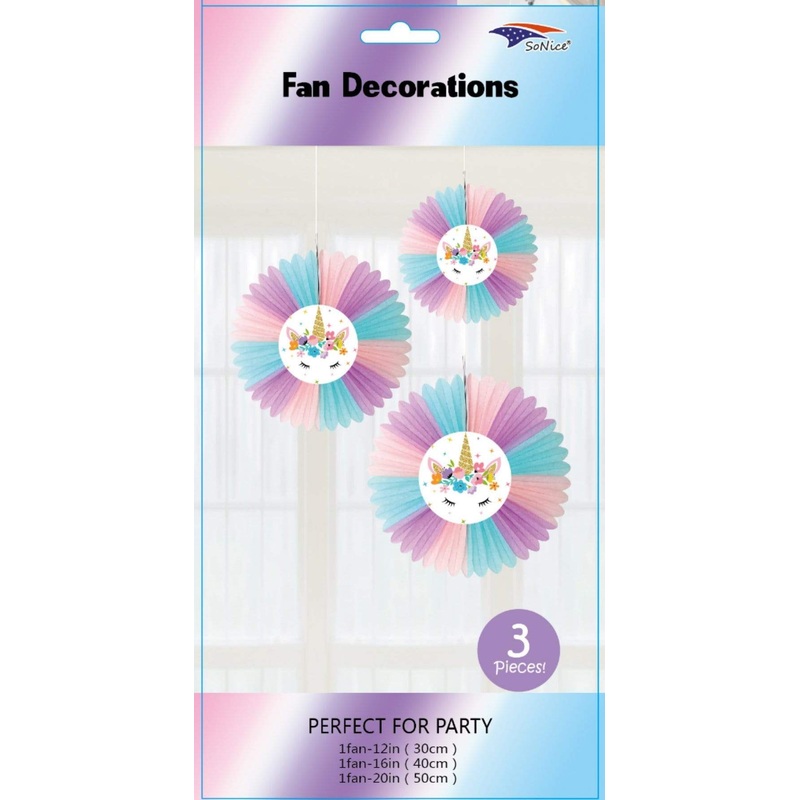 Unicorn Fan Decorations (3 piece set)