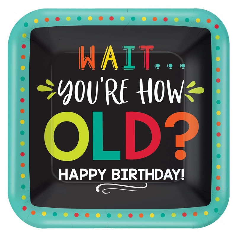 You're How Old? Birthday Square Plates 7 (8 count)