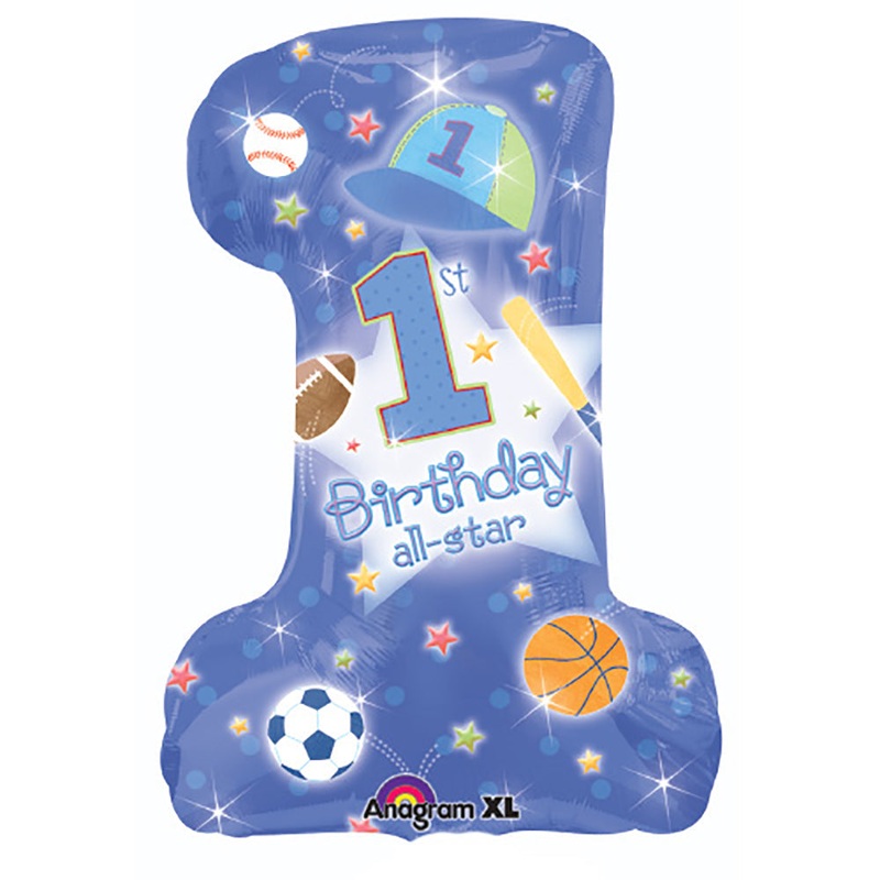 1st Bday All-Star Boy 28 Balloon