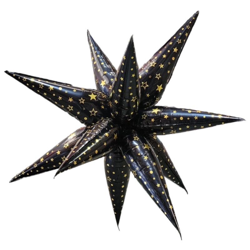 Black Gold Confetti Stars 26 Balloon