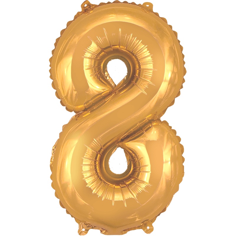 Gold Number 8 16 Balloon