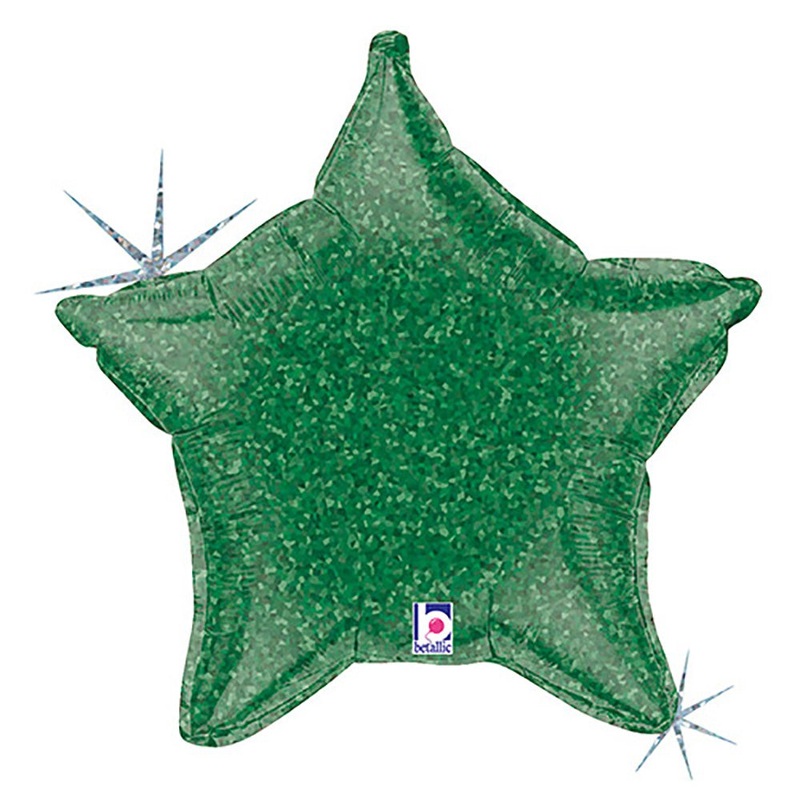 Green Holographic Star 21 Balloon